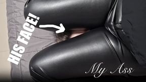 Queen Nana Smothers Slave Boy Ari in Black Leather Pants - Full Six Minute Clip