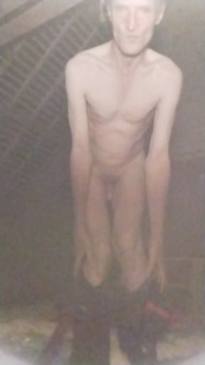 Stiriptease in an attic, then naked, I and finger myself...