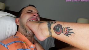 Ayla's Intense Foot Gagging - foot domination, foot worship, wrinkled soles, sloppy spit, Ayla Aysel, Bambi