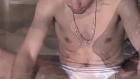 Gorgeous tough guy stuffs his fat cock into his sex doll