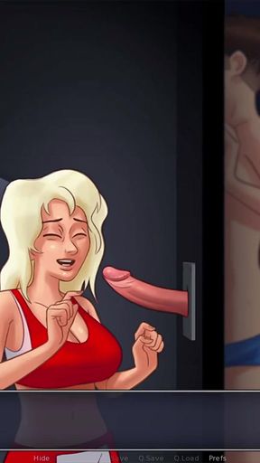 My stepsister Cassie blows me from a glory hole in Summertime Saga xxx   Clip 1