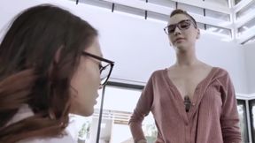 Submissive Asian teen 18+ Worships Tall White Lesbian Teacher