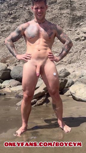 My Big Cock Cums in a Public Beach