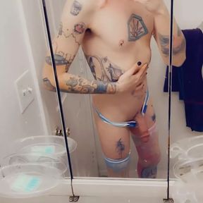 Cute Shirtless Feminine Trans Loves Masturbating for Cock