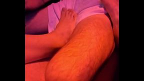 footplay - 2 amateur boys cock-rubbing their feet and trying to remove their friend'_s towel to expose his big dick