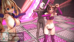mmd r18 Kizuna AI &amp; Mirai Akari Lamb 3d hentai sex animation ntr bdsm cum fuck anal creampie vrchat