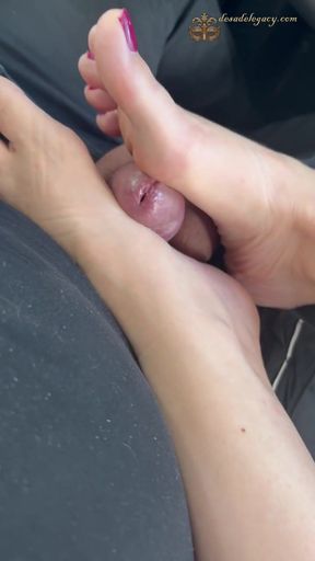Using Her Feet, Mouth, And Pussy