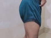Naked flat chest ladyboy play with her limp little useless clitty and try to masturbate