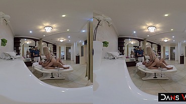 Petite Una Fairy Flashes Boyfriend & Gets Pounded In Salon Chair!