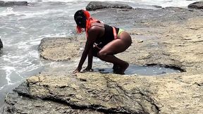 Wet pussy ebony meets big black dick at the beach