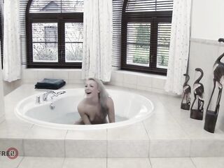 HITZEFREI Tiny German blond mother I'd like to fuck Aby Action drilled in the bathroom