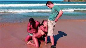babalu gets threesome dp and atm on beach