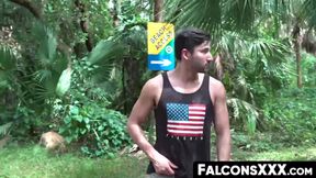 FalconsXXX.com - Muscular stud's ass gets barebacked after his big cock is sucked dry
