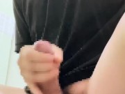 Japanese man dripping thick sperm after just a few days of patience.