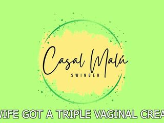 My wife got a triple vaginal creampie