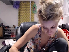 Curly Blonde Teen Records Solo Dildo Masturbation More at
