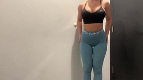 Trying on Sexy Nike Pro Leggings in Public Changing Room / big Butt