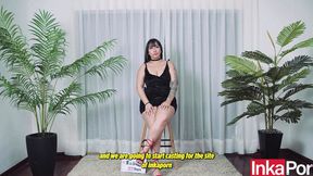 Colombian Debutante Wanda Maloo on all fours, showing off her tight pussy