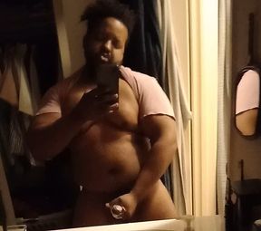 Brown Stepdaddy Soaps up Cock and Nuts on the Floor