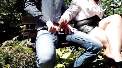 BBW MILF Homemade Stepmom Handjob Public Outdoor Leather Skirt Flashing Big Ass Big Cumshot