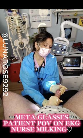 B/G META GLASSES PATIENT POV ON EKG NURSE MILKING.👓🧤🍆💦🥵🔥