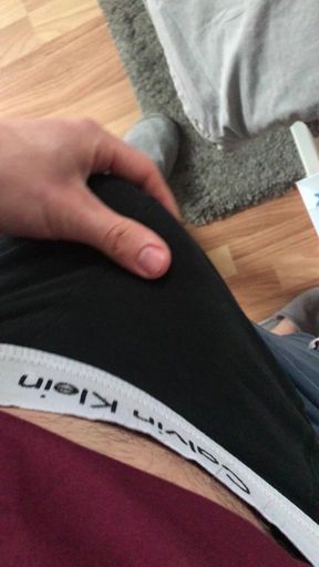 unpacking my hard big uncut cock