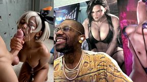 ebony pokemon trainer jerking off a cock until her face gets cum covered, ai generated