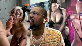 ebony pokemon trainer jerking off a cock until her face gets cum covered, ai generated