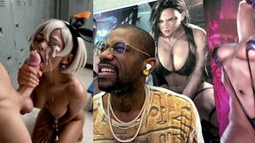 ebony pokemon trainer jerking off a cock until her face gets cum covered, ai generated