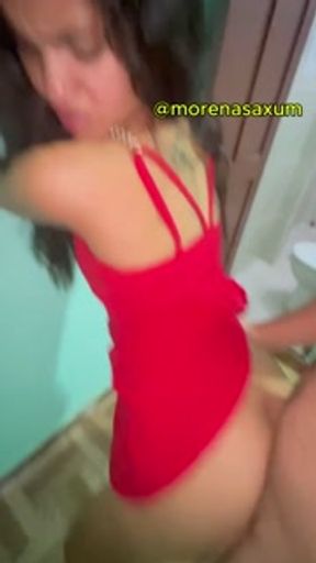 BRAZILIAN TEEN After the party I fuck her hard standing up, skinny girlfriend with braces