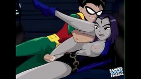 Famous Toons Facial: Robin fuck Raven  HD 720p
