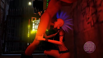 Wild punk girl gives sloppy blowjob in multiple positions