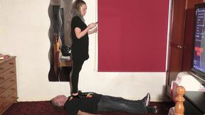 Sophie Stepping All Over Her Slave With Her Black Patent Brogues (4K)