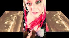 the cute shemale wants to watch you suck on your first bbc and gag on it