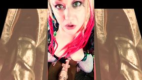 the cute shemale wants to watch you suck on your first bbc and gag on it