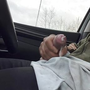 Cumming inside de car at rest place