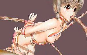 Tentacles destroy 3d pigtailed teen!