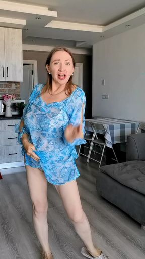 Hot granny seduces you with her huge dangling tits