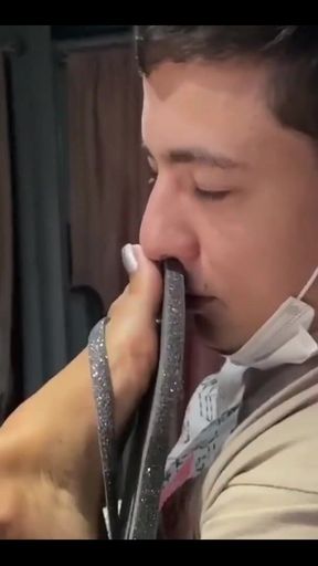 Passenger Cum on Pants While Licking Kiffa`s Flip Flops and Feet.