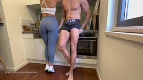 Gritty Gym Lovers Dry Hump in Kitchen Post-Workout Thrusts