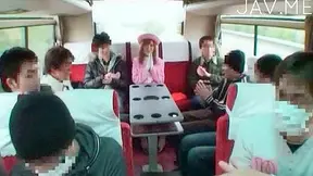 Cute Japanese Babe Flashes Natural Tits on Public Bus Ride
