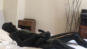 Rubber Clothes Strip To Rubber Skin And Loud Cum In Sheath