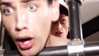 Skinny twink sucks his partner off and enjoys being a slave