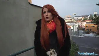 Hot redhead with a fantastic bubble butt gets fucked by a stranger in public