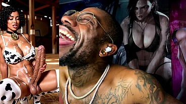 Long Transgender Cow Girl Jerking Off And Cumming All Over Herself, AI Generated