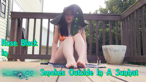 Goth Babe Smokes Outside In A Sunhat FREE