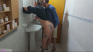 Naughty wife catches husband fucking stepbro's wife in the bathroom