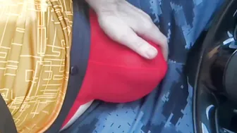 Uncut Daddy Shows Off Thick Bulge While Driving