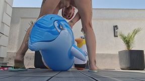NUDE BOOTY RIDES MULTIPLE INFLATABLES – MARLBORO RED SMOKING, CIGARETTE BURNING & NAIL POPPING