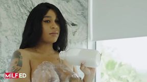 Ricky Spanish pounds Paris The Muse's wet pussy until he cums all over the floor in MILFED video